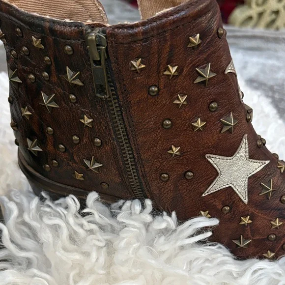 Myra Bag Brown Leather Heeled Boots with Silver Stars~ GORGEOUS! Brand new - Picture 5 of 12